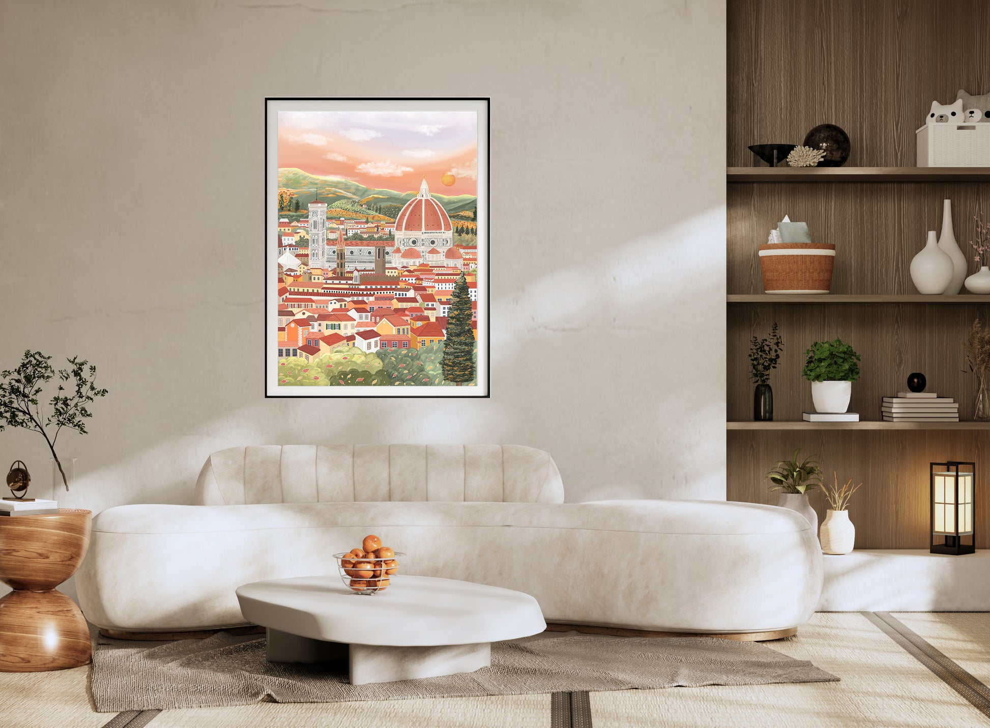 Florence, Italy, Travel Art Poster in living room setup, wall decor, art poster