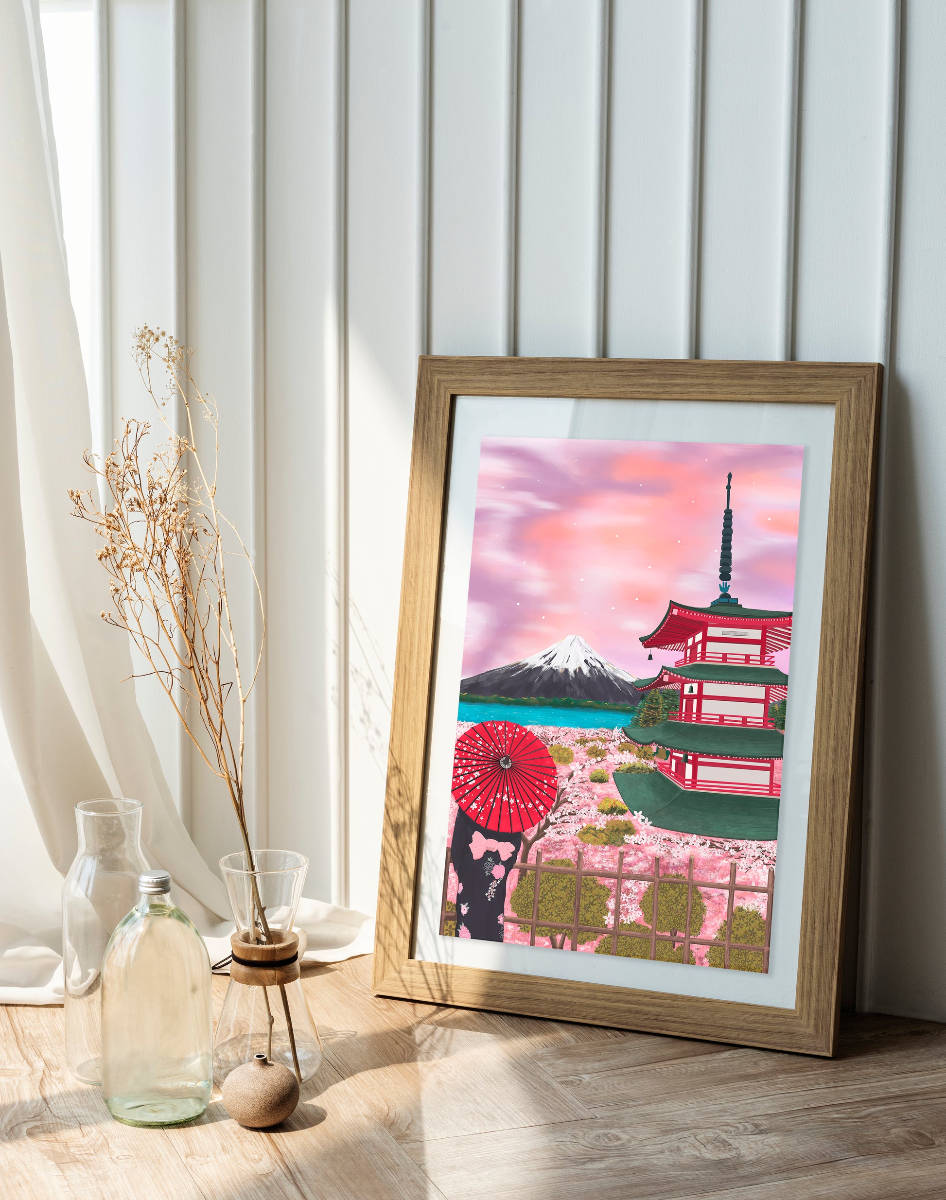 Fuji Temple, Kyoto, Japan Travel Art Poster