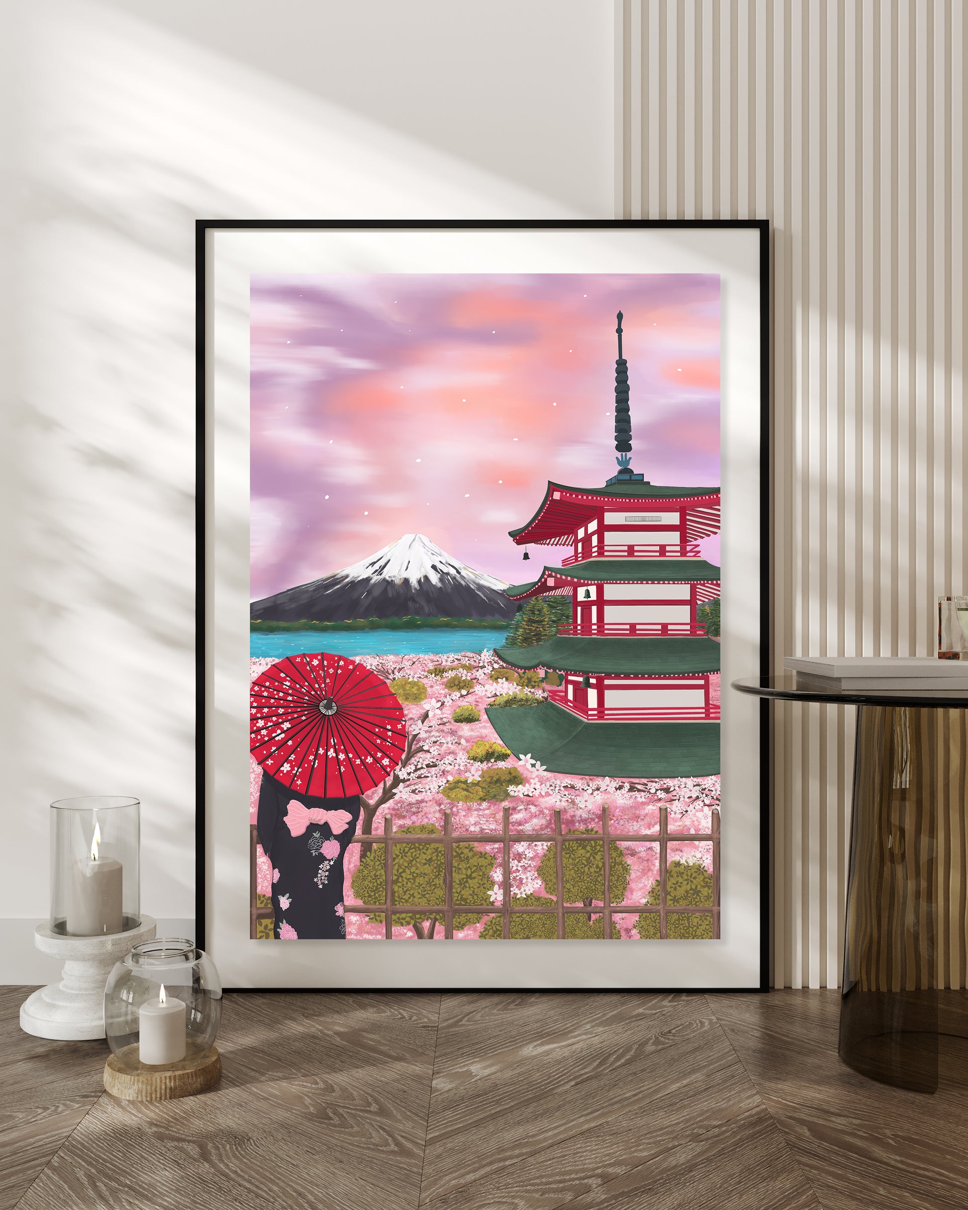 Fuji Temple, Kyoto, Japan Travel Art Poster